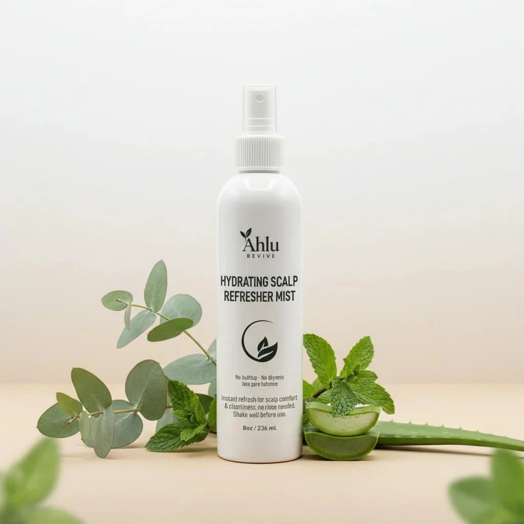 Ahlu Revive Hydrating Scalp Refresher Mist with eucalyptus, mint and aloe